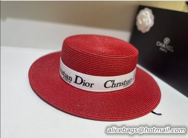 Luxurious Grade Elegant Dior Straw Hat D22731 Red 2023