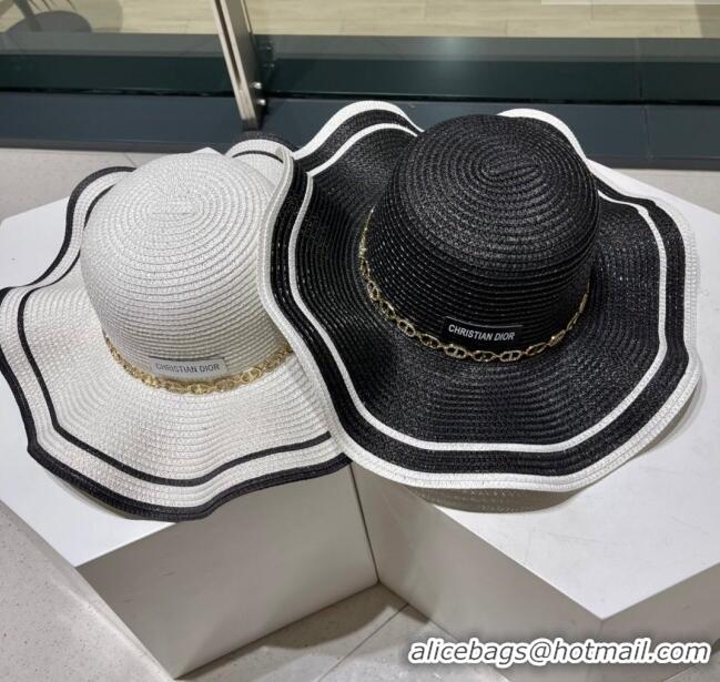 Buy Cheapest Dior Straw Hat with Chain D22719 White 2023