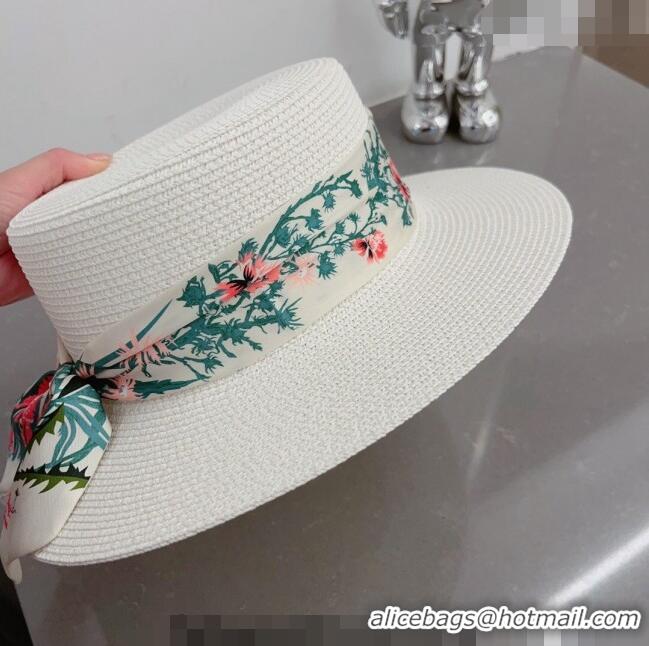 Shop Promotional Gucci Straw Hat with Bandeau G0407 White 2023