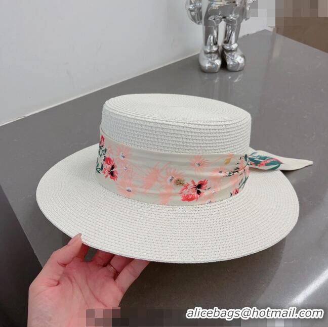 Shop Promotional Gucci Straw Hat with Bandeau G0407 White 2023