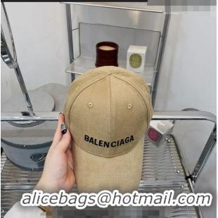 Top Design Balenciaga Canvas Baseball Hat 1208 Beige 2022
