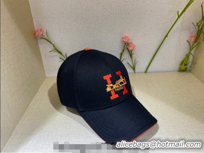 Luxury Cheap Hermes Horse Baseball Hat 021618 Black 2023