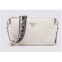 Famous Brand Prada Leather shoulder bag 1BH050 white