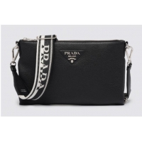 Inexpensive Prada Leather shoulder bag 1BH050 black