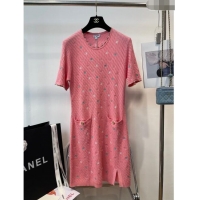 Low Price Chanel CC Knit Dress CH33129 Pink 2023