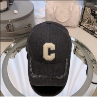 Top Quality Celine Denim Baseball Hat with Fringe CE0105 Black 2023