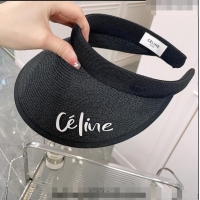Fashion Celine Visor Straw Hat C021660 Black 2023