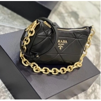 Famous Brand Prada leather shoulder bag 1BH117 black