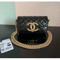 Shop Grade Chanel MINI FLAP BAG Lambskin & Gold-Tone Metal AS3207 black