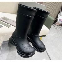 Top Grade Balenciaga Crocs Rubber Rain Boots Black 103102