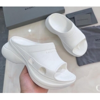 Good Quality Balenciaga Rubber Pool Crocs Slide Sandals White 2261151