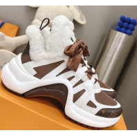 Luxury Discount Louis Vuitton Archlight Sneakers with Shearling and Bow Brown 101447