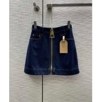 Best Price Louis Vuitton Denim Zipped Skirt LV41211 Blue 2023