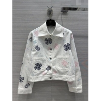 Most Popular Chanel Embroidery Jacket CH42402 White 2023