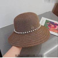 Reasonable Price Dior Straw Hat with Pearls 0407 Brown 2023