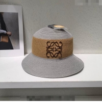 Luxury Discount Loewe Bucket Straw Hat L021610 Grey 2023