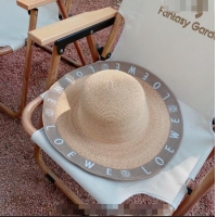 Super Quality Loewe Wide Brim Straw Hat L0834 Beige/Grey 2023