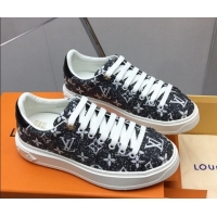 Stylish Louis Vuitton Time Out Sneaker in Grey Monogram Denim 022885