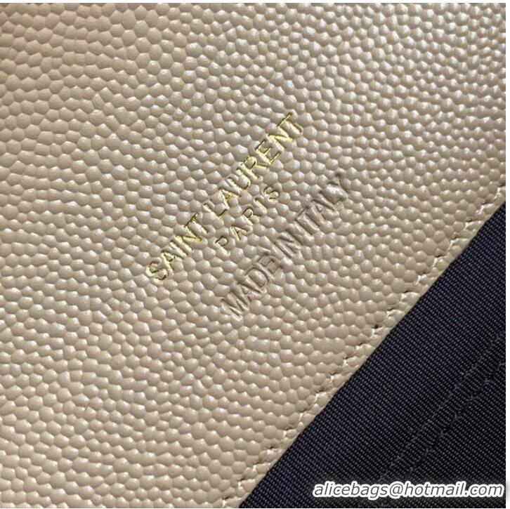 Promotional Yves Saint Laurent MONOGRAM CLUTCH IN QUILTED GRAIN DE POUDRE EMBOSSED LEATHER A617662 apricot