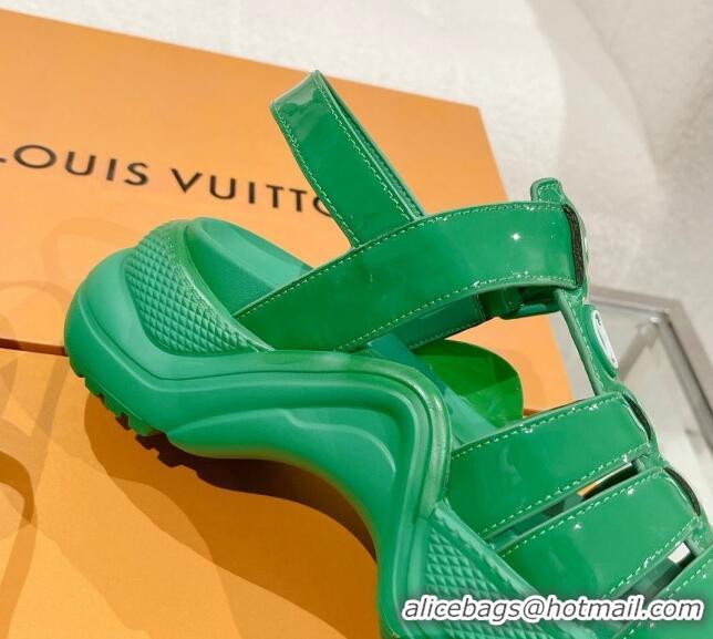 Sophisticated Louis Vuitton LV Archlight Sandals in Vert Green Patent Leather 427124