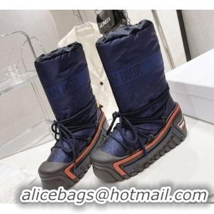 Purchase Dior Dioralps Snow Short Boots in Dark Blue Oblique Shiny Nylon 110122