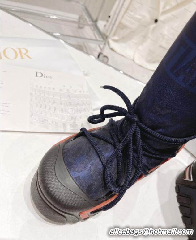 Purchase Dior Dioralps Snow Short Boots in Dark Blue Oblique Shiny Nylon 110122