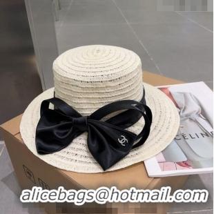 Good Product Miu Miu Straw Wide Brim Hat with Bow 0512 Beige 2023