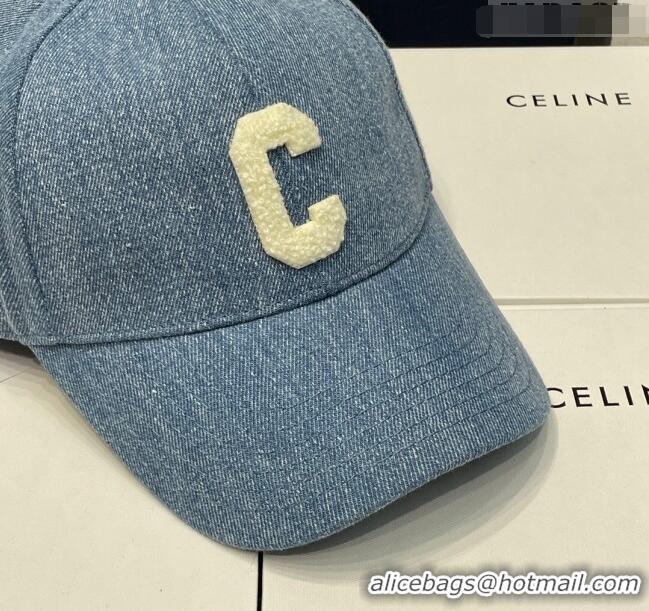 Good Taste Celine C Denim Baseball Hat 051212 Washed Blue 2023