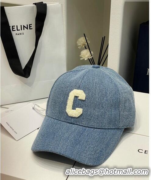 Good Taste Celine C Denim Baseball Hat 051212 Washed Blue 2023