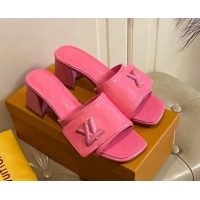 Good Quality Louis Vuitton Shake Slide Sandals 5.5cm in Pink Patent Leather with LV Twist 030307