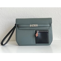 Top Design Hermes Kelly Epsom Leather Depeches Canonical HE8740 Dark Green