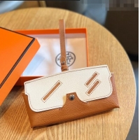 Buy Fashion Hermes Wink Grined Leather Glasses Case HE2354 White/Brown 2022