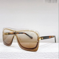 Luxurious Grade Chanel Chain Sunglasses 4243 Beige 2023