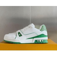 Grade Louis Vuitton LV Trainer Sneakers with Allover Crystals White/Green 0407132