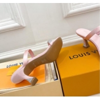 Hot Style Louis Vuitton Sparkle Heel Slide Sandals 6.5cm in Satin Light Pink 427072