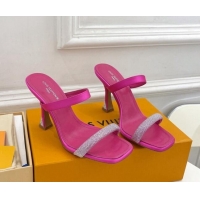 Best Product Louis Vuitton Sparkle Heel Slide Sandals 9.5cm in Satin Dark Pink 427078