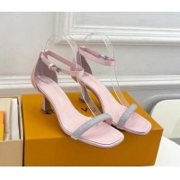 Top Design Louis Vuitton Sparkle Medium Heel Sandals 6.5cm in Satin Light Pink 427088