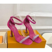 Purchase Louis Vuitton Sparkle High Heel Sandals 9.5cm in Satin Dark Pink 0427094