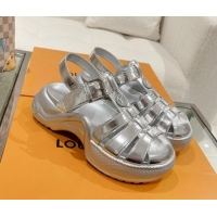 Top Design Louis Vuitton LV Archlight Sandals in Silver Patent Leather 427123