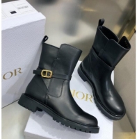Grade Quality Dior Empreinte Calfskin CD Ankle Boots Black 100990