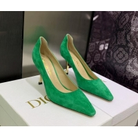 Luxury Discount Dior D-Fame Suede Pumps 8cm Green 120208