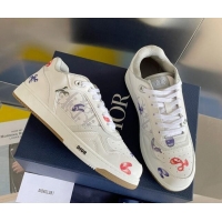 Most Popular Dior B27 Low-Top Sneakers in Printed Calfskin White 122669