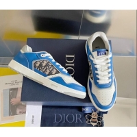 Top Grade Dior B27 Low-Top Sneakers in Calfskin and Oblique Canvas Blue/White 122691