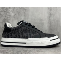 Low Cost Dior Fall Low-top Sneakers in Leather and Oblique Canvas Black 122930