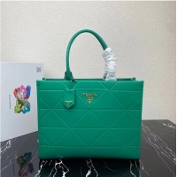 Buy Fashionable Prada Large leather Prada Symbole bag with topstitching 1BA377 Green