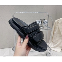 Feminine Dior Dio(r)evolution Flat Slide Sandals in Black Quilted Cannage Calfskin 030369