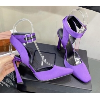 Reasonable Price Saint Laurent Fanny Pumps in Satin 10cm Heel Purple 115054