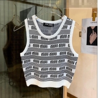 Famous Brand Miu Miu Knit Vest 0510 White/Black 2023