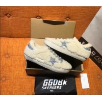 ​New Design Golden Goose Super-Star Sneaker in Shearling with Glitter G0160 Silver Star Beige 2022