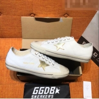 ​Top Quality Golden Goose V-Star Calfskin Sneaker with Gold Star G0162 White 2022